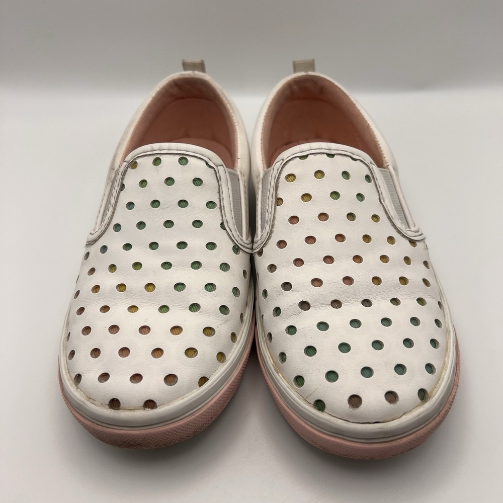 Old Navy Toddler Girls White Rainbow Perforated Slip On Sneakers Size 10